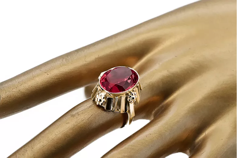 Кольцо Винтаж украшения Рубин 14-кв Желтое золото vrc043y